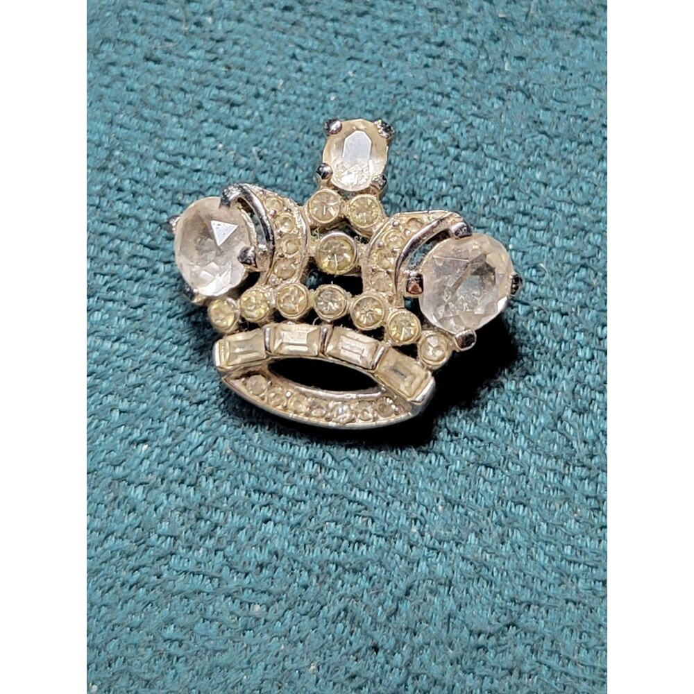 Vintage Crown TRIFARI Rhinestone Mini Size Crown Brooch